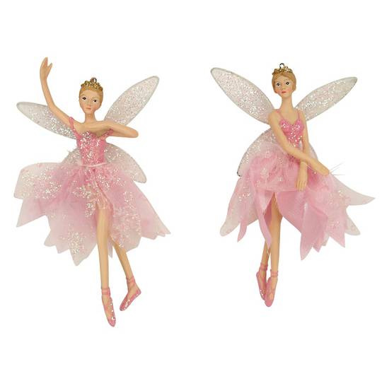 Hanging Resin Ballerina Fairy Pink Fabric